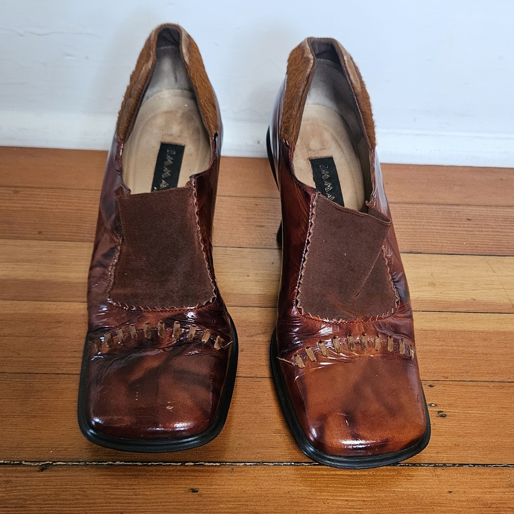 Vintage Brown Leather Square-Toe Loafers
